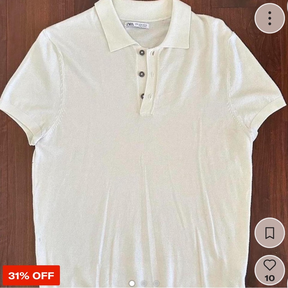 Fitted Zara white polo shirt